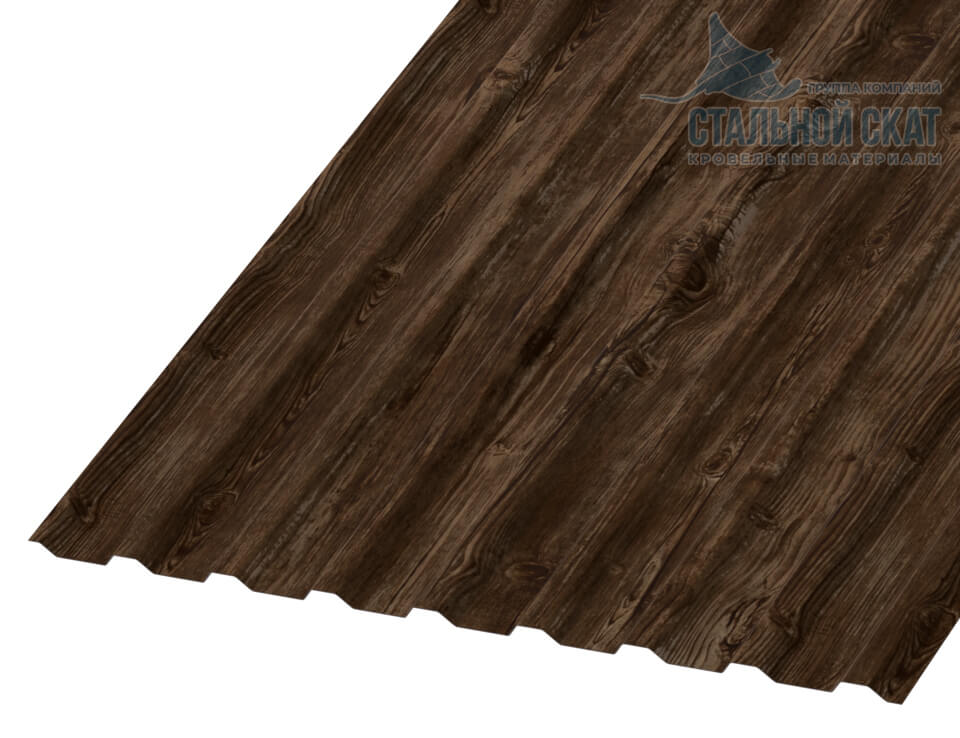 Фото: Профнастил МП20 х 1100 - B (ECOSTEEL_MA_Д-01-МореныйДуб-0.5) в Можайске