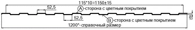 Фото: Профнастил С8 х 1150 - B Двусторонний (ПЭ_Д-01-8017-0.4±0.08мм) в Можайске