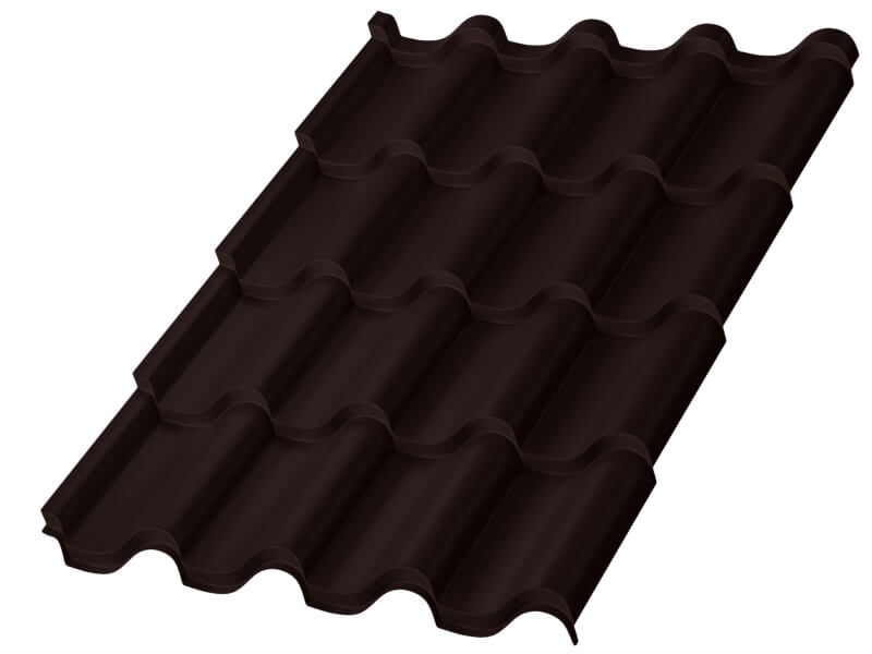 Металлочерепица МП Монтерроса-M (VALORI-20-Темный Брауни-0.5)