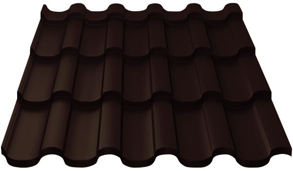 Металлочерепица МП Монтекристо-SL (VALORI-20-DarkBrown-0.5)